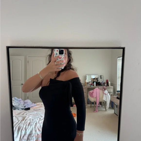 REVOLVE One Shoulder Black Dress - Picture 3 of 3